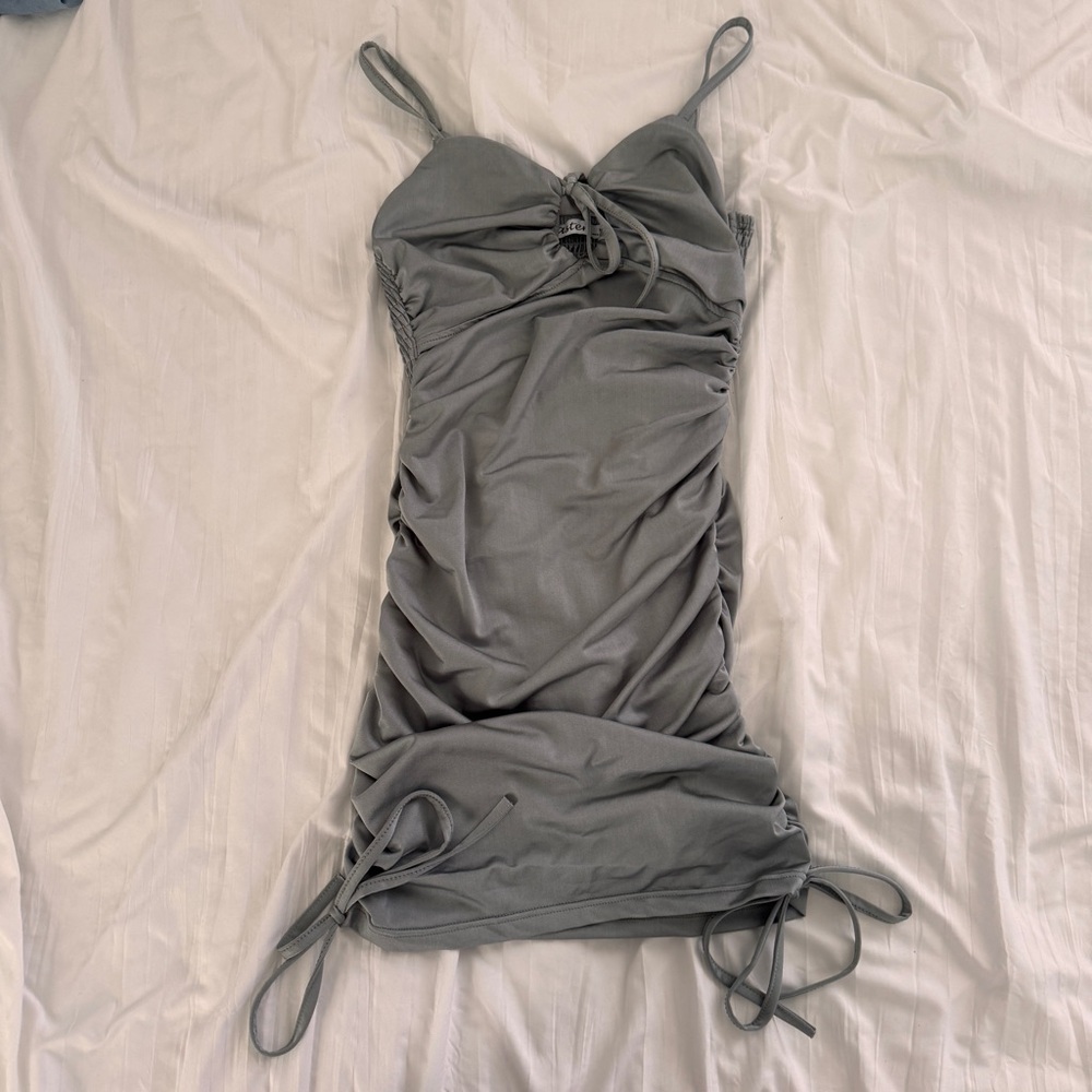 Dusty Blue Mini Party Dress